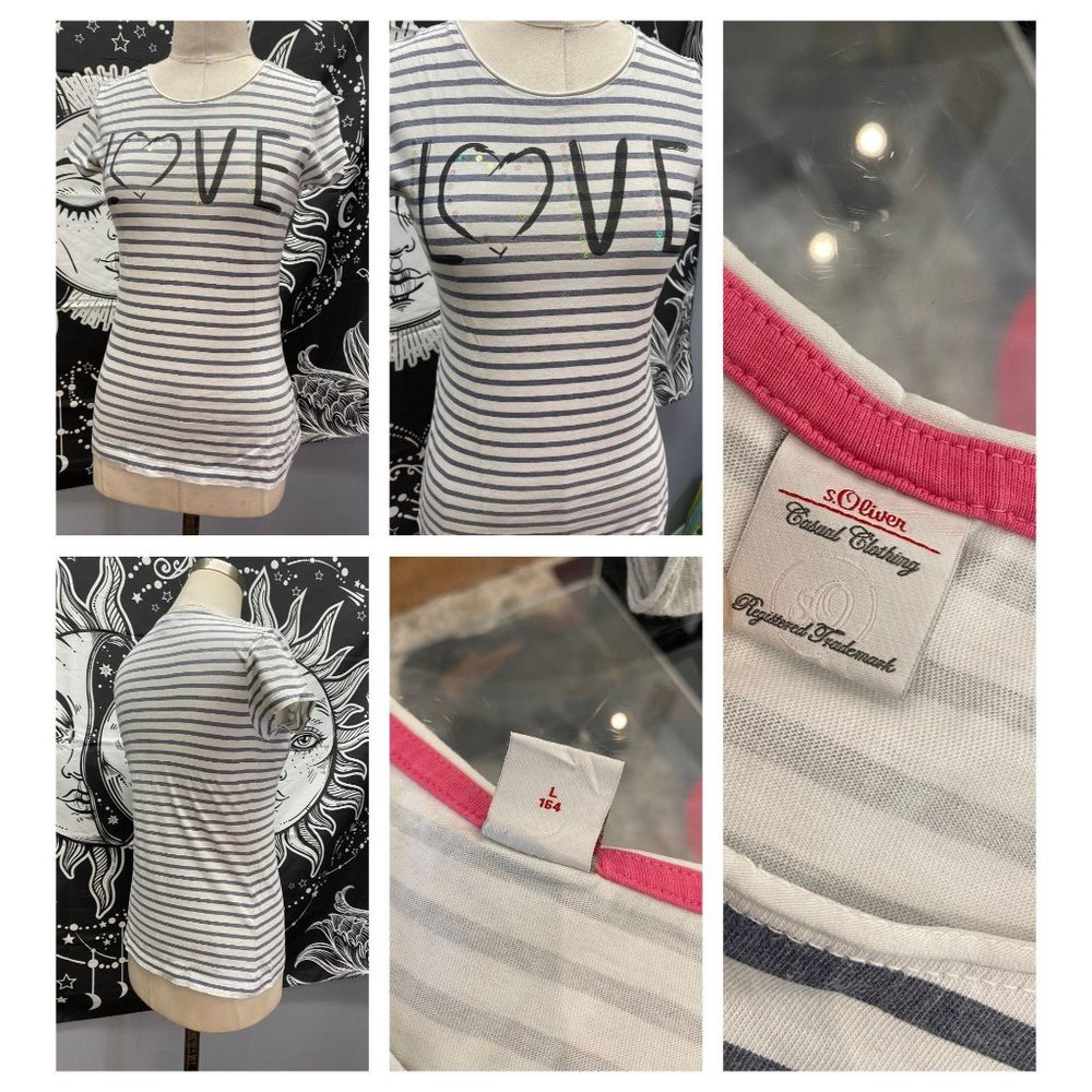 S. Oliver striped short sleeve top with LOVE desig